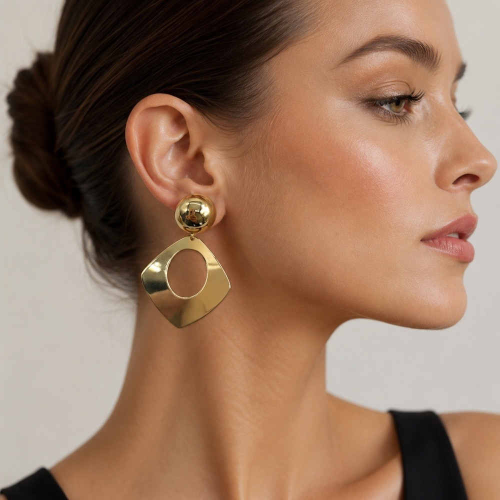NEW Tuckernuck Gold Lennon Earrings Geometric Drop Dangle Statement Luxury